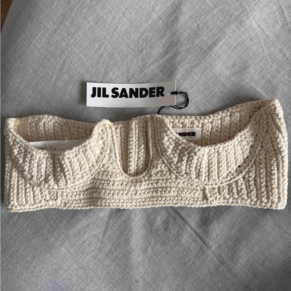 Jil Sander Textured Cream Crochet bustier bra